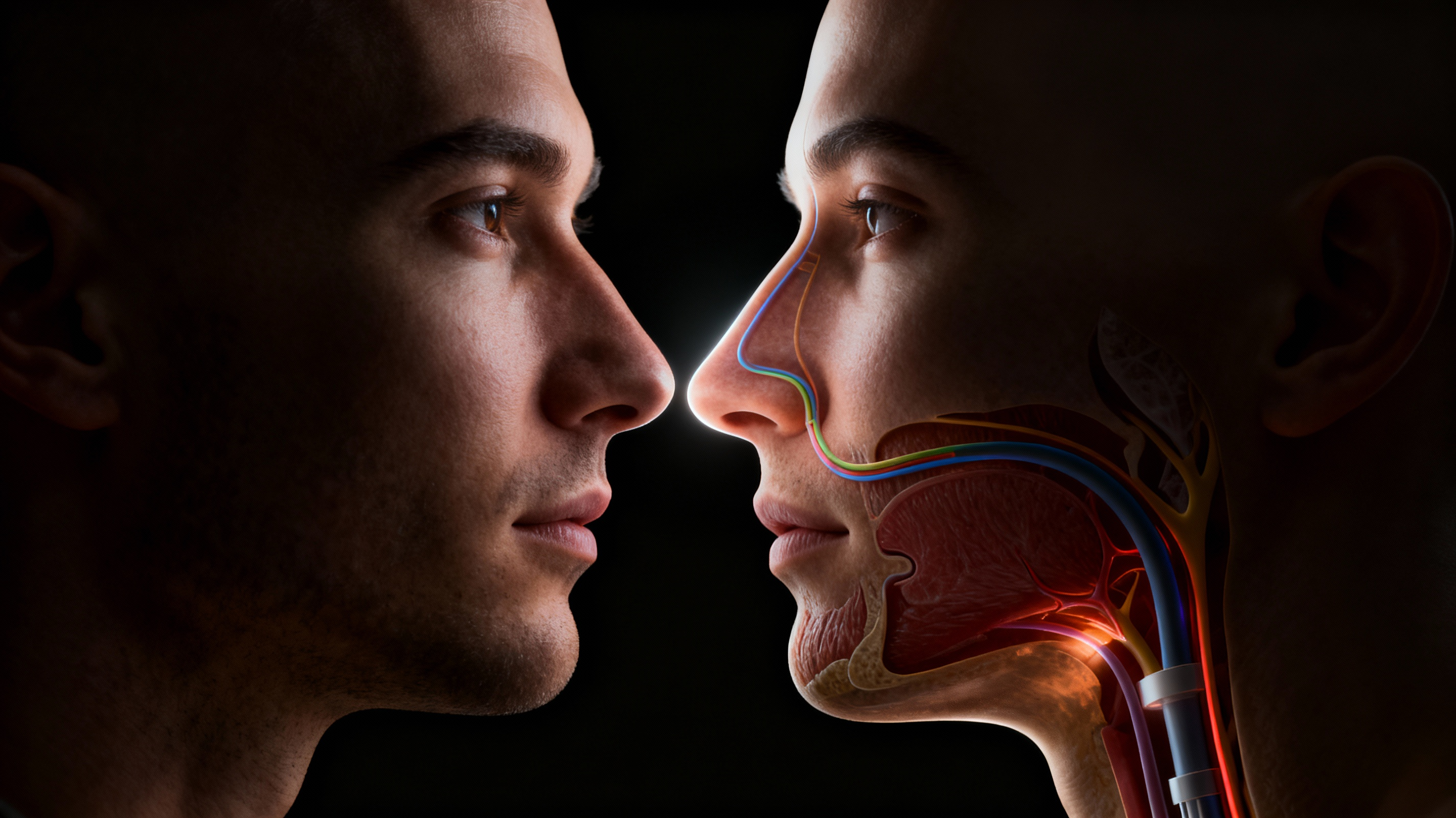 Diagram of orthonasal and retronasal pathways, distinguishing how aroma chemicals create scent versus flavor.