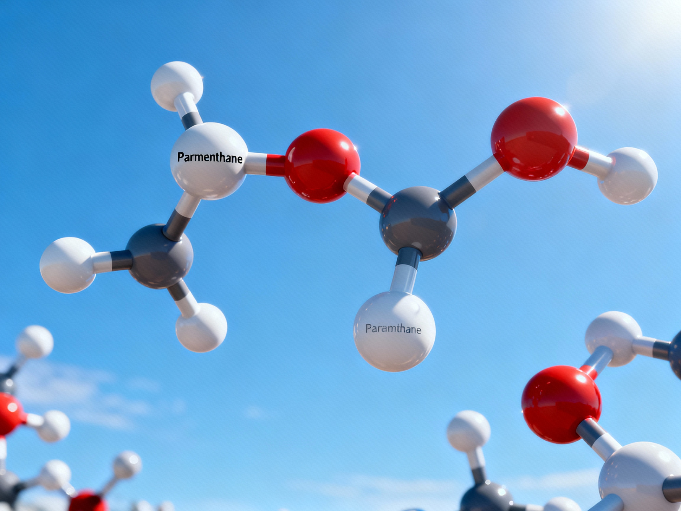Diagram of Paramenthane, a botanically derived terpene, acting as a chain transfer agent in polymerization.